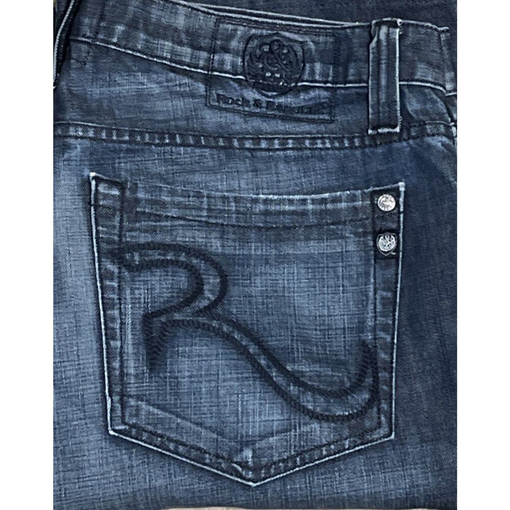Rock & Republic Mens 40x30 Jeans Winged Skull Embroidery Button Fly Bootcut Y2K